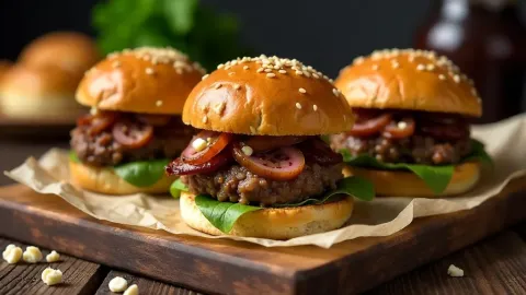 Brisket sendviče s pivní cibulí a nivou