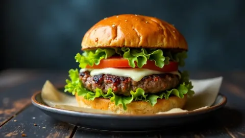 Jehněčí burger s mátovým crème fraîche