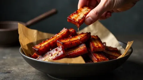 Karamelizovaný vepřový bůček z grilu