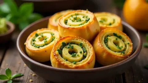 Listové palmiery se zelenými chilli a manchegem