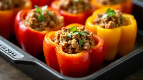Plněné papriky se směsí sloppy joe z udírny