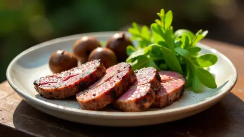 Steak s rumovou glazurou a portobello houbami