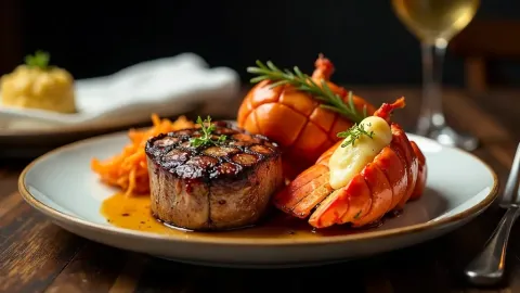 Surf and Turf s filet mignon a humřím ocasem