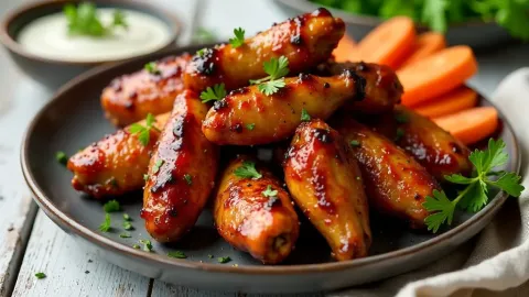 Uzená buffalo kuřecí křídla v horkovzdušné fritéze
