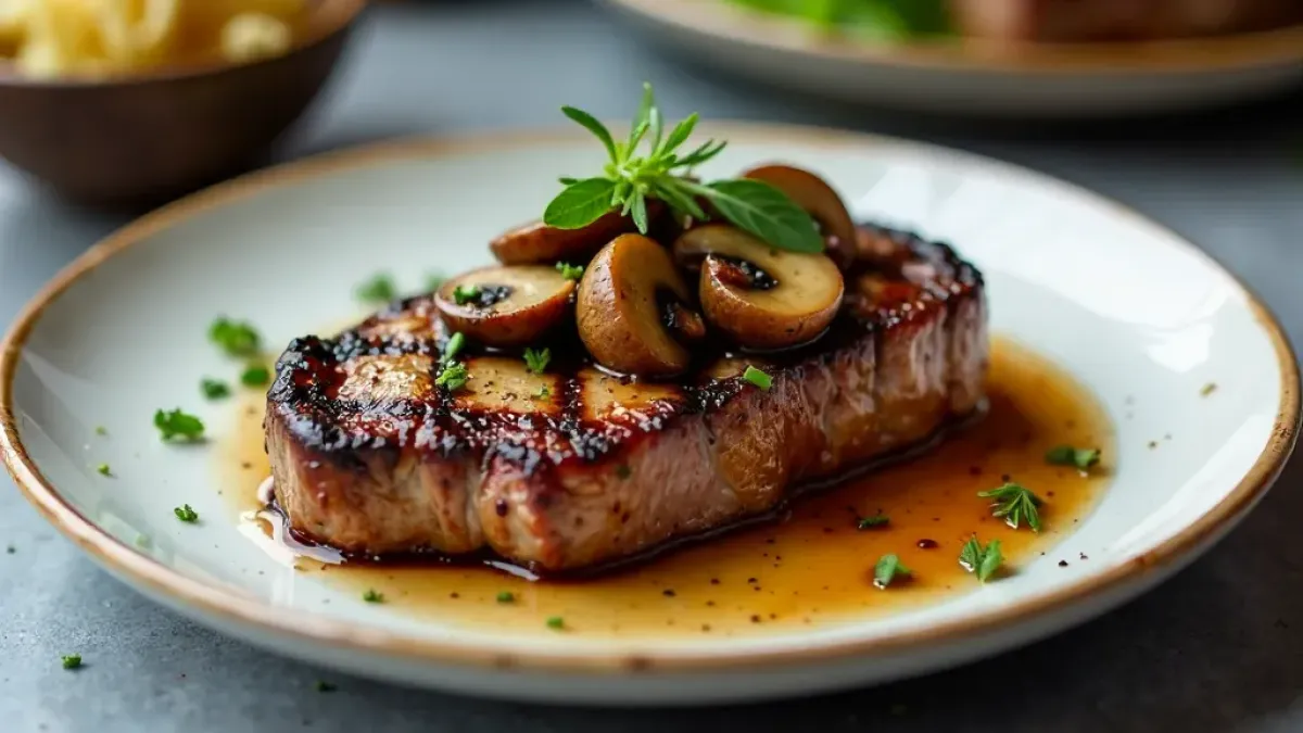 Dry-aged porterhouse steak s houbami