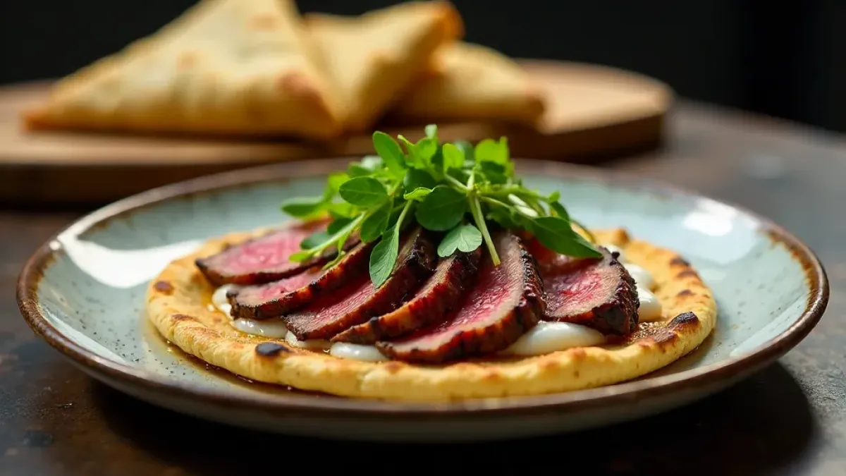 Hovězí tacos s krémem z připálené cibulky a chilli salsou