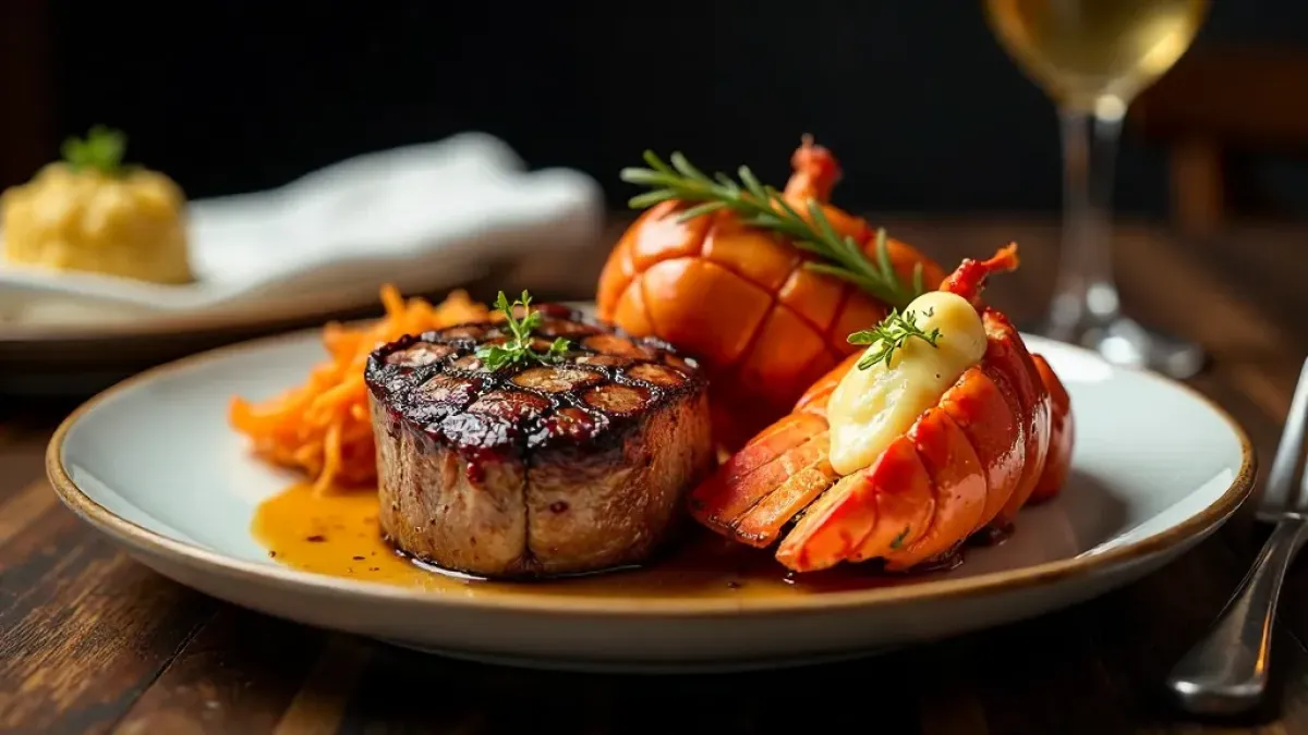 Surf and Turf s filet mignon a humřím ocasem