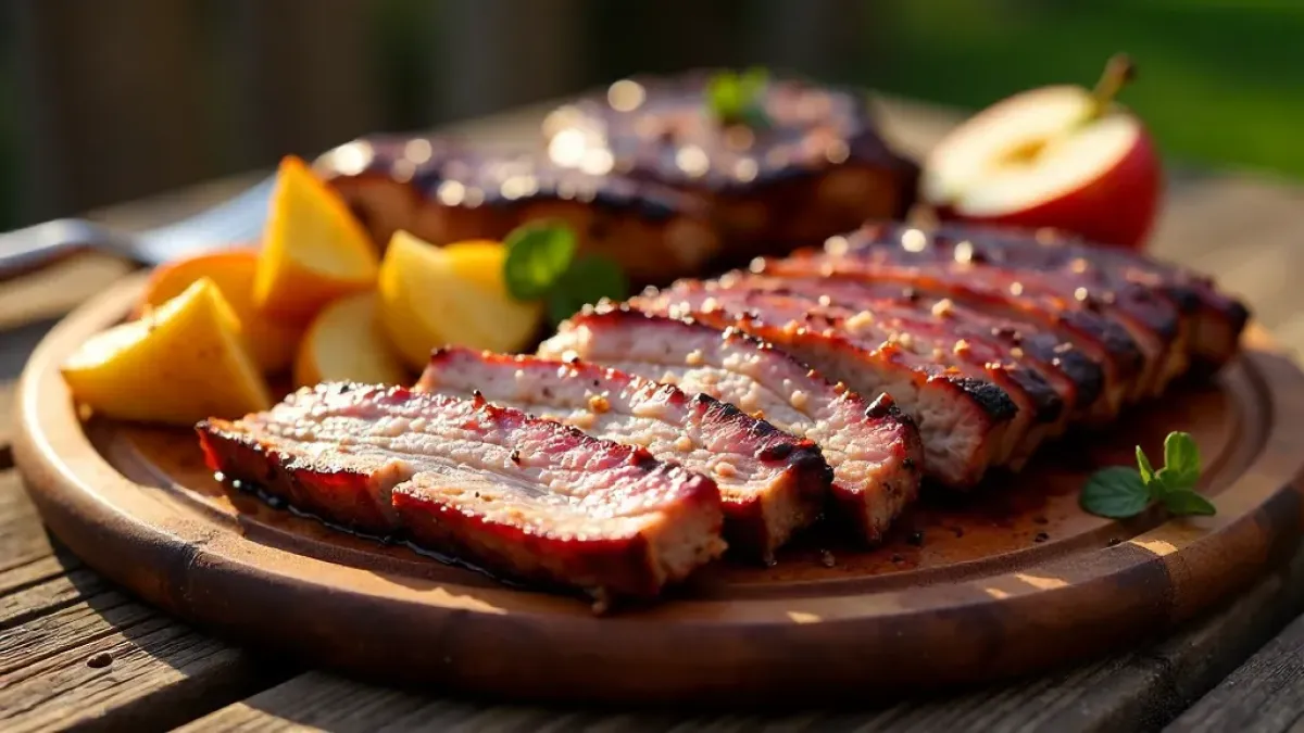 Vepřové kotlety zauzené jabloní na grilu